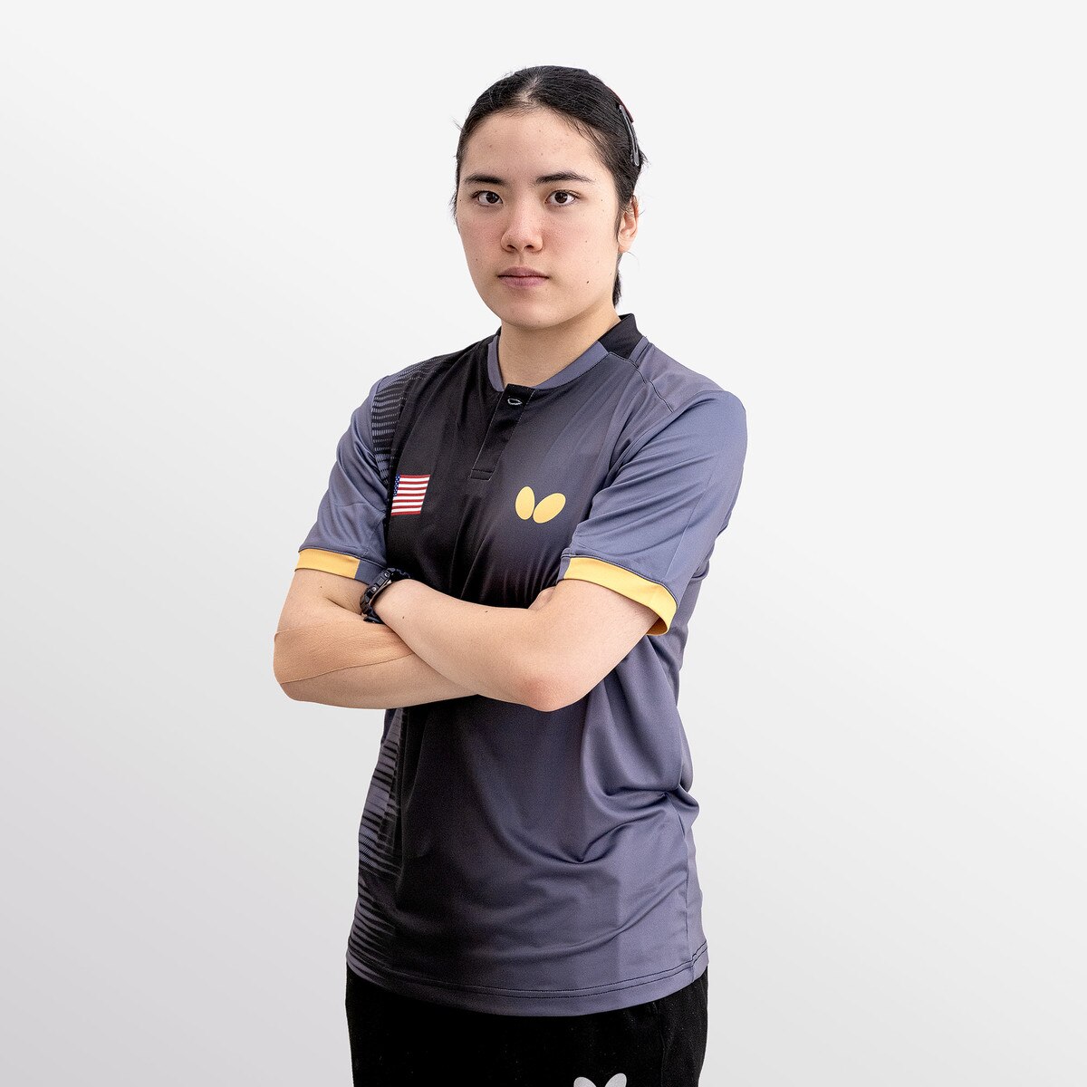 Butterfly Table Tennis USA Team Shirt 26 - Black - Sally Moyland